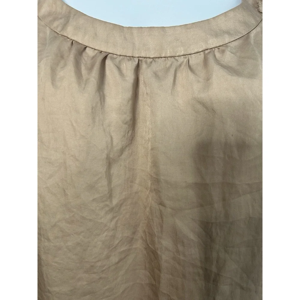 Ann Taylor Loft Tan Flutter Sleeve Scoop Neck Blouse Medium Neutral Career Top